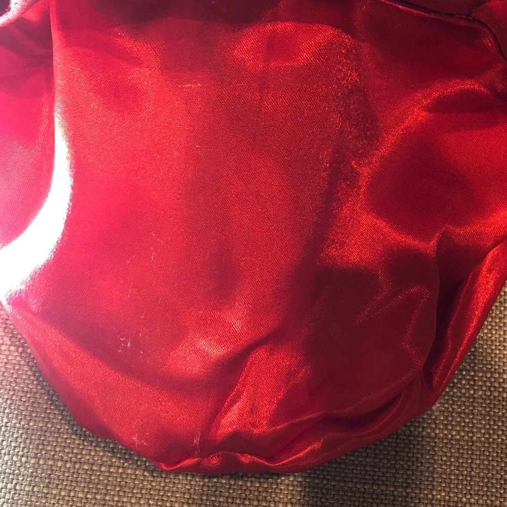 DSW Red Satin Circular-Handle Wristlet Clutch